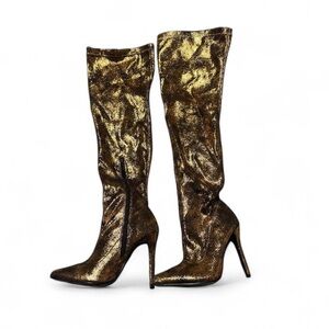 Gold High Heel Boots